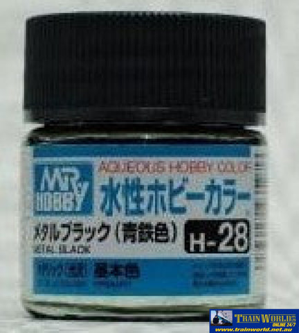Gsi-H028 Gsi Creos Mr.hobby Aqueous Acrylic (Water) Paint Gloss H028 Metallic-Black 10Ml