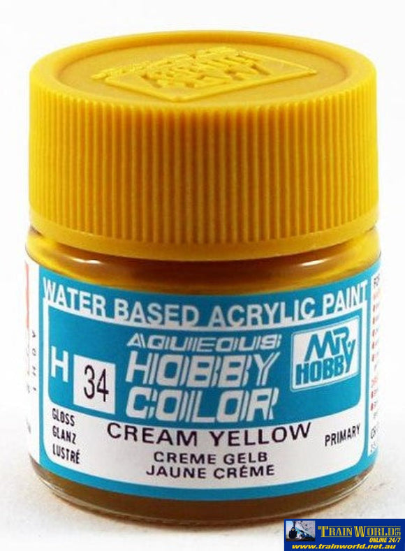 Gsi-H034 Gsi Creos Mr.hobby Aqueous Acrylic (Water) Paint Gloss H034 Cream-Yellow 10Ml Glueandpaint