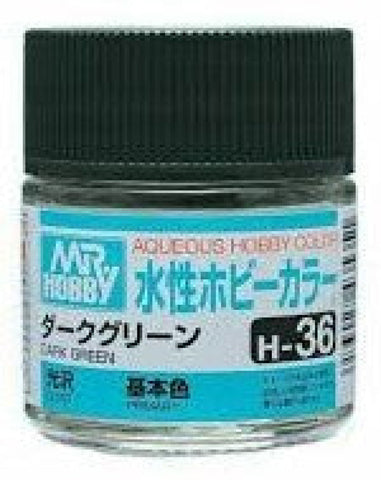Gsi-H036 Gsi Creos Mr.hobby Aqueous Acrylic (Water) Paint Gloss H036 Dark-Green 10Ml Glueandpaint