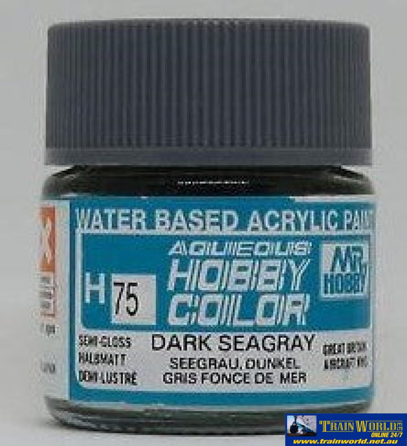 Gsi-H075 Gsi Creos Mr.hobby Aqueous Acrylic (Water) Paint Semi-Gloss H075 Dark Sea-Grey (Raf