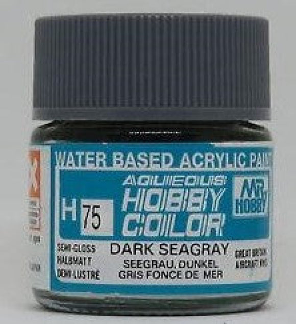 Gsi-H075 Gsi Creos Mr.hobby Aqueous Acrylic (Water) Paint Semi-Gloss H075 Dark Sea-Grey (Raf