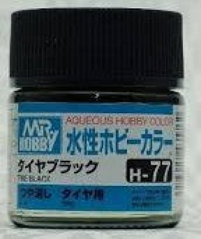 Gsi-H077 Gsi Creos Mr.hobby Aqueous Acrylic (Water) Paint Matt H077 Tyre-Black 10Ml Glueandpaint