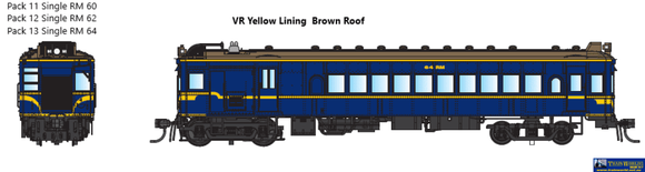 Idr-D13 Idr Models Vr Diesel-Electric Railmotor (Derm) Pack-13 1980S Yellow Simplified-Lining &