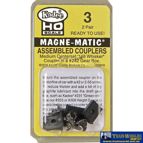 Kad-003 Kadee No.3 (#148 Assembled With #242 Draft-Boxes*) Medium-Length Center-Set Standard-Head