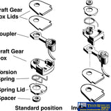 Kad-033 Kadee 30-Series No.33 Short-Length (Plastic Shank) Center-Set Standard-Head With Draftbox