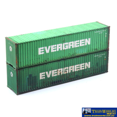 MBB-40EVE N Scale Shipping Container Set of 2 - Evergreen - Pre Weathered - ContainerAndLoad