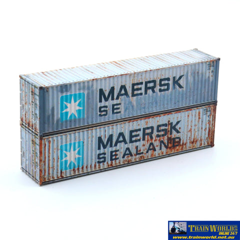 MBB-40MAERSK N Scale Shipping Container Set of 2 - Maersk - Pre Weathered - ContainerAndLoad