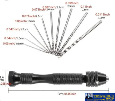 MBB-PIN Model Box Hand Pin Vice with Drill Bits Tool