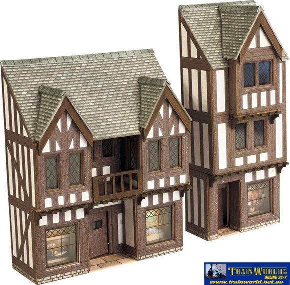 Met-Pn190 Metcalfe (Card Kit) Low-Relief Timber-Framed Shops N-Scale Structures