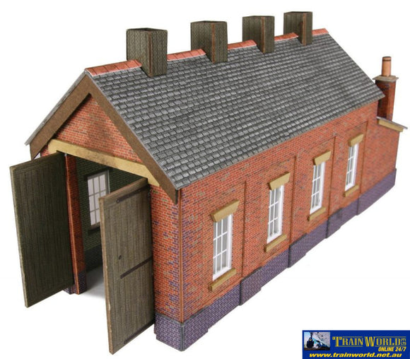 Met-Pn931 Metcalfe (Card Kit) Single-Track Engine-Shed (Red-Brick) N-Scale Structures