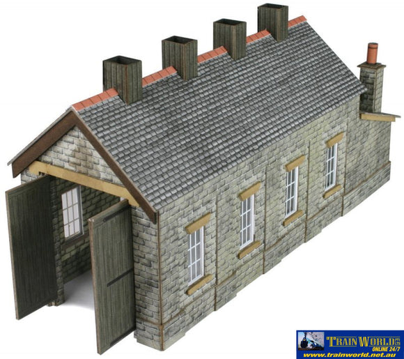 Met-Pn932 Metcalfe (Card Kit) Single-Track Engine-Shed (Stone) N-Scale Structures