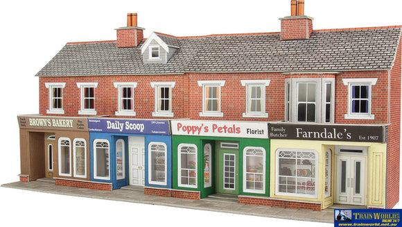Met-Po272 Metcalfe (Card Kit) Low-Relief Shop-Fronts (Red-Brick) Oo Scale Structures