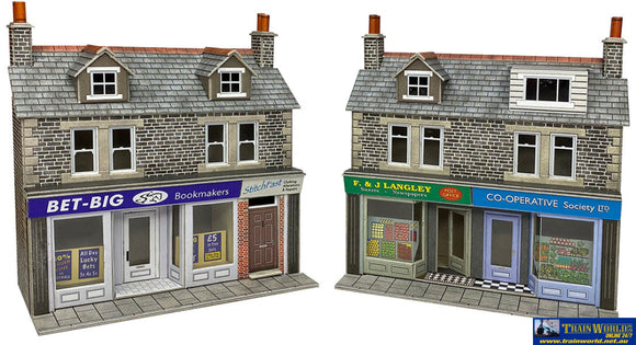 MET PO307 Metcalfe (Card Kit) Low Relief Shop Fronts – Stone OO Scale Structures