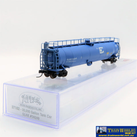 NSC-0197 Used Goods Atlas 33k Gal Tank Car GLNX #34249 N Scale Rolling Stock