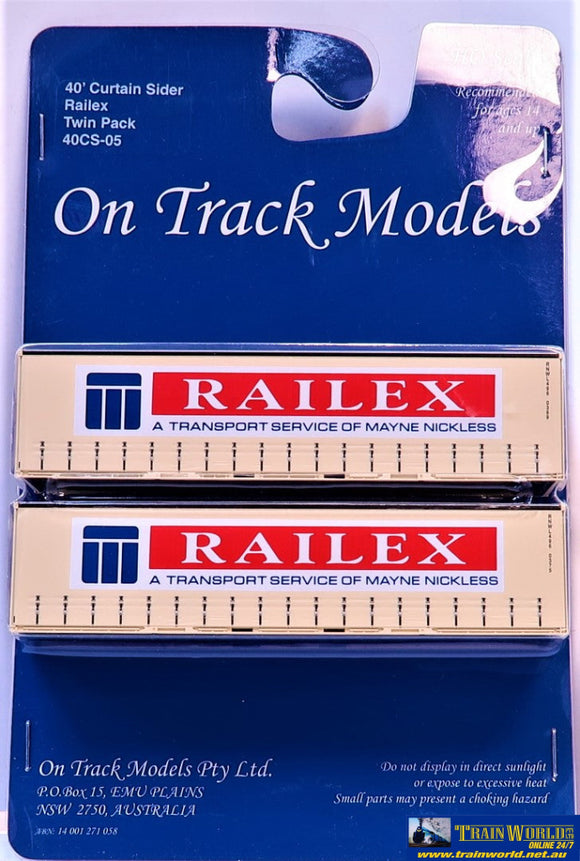 Otm-40Cs05 On Track Models 40 Curtain Sider Container Railex (Twin-Pack) Ho Scale Containerandload