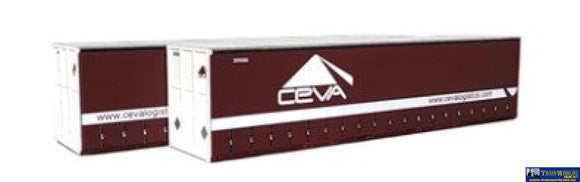 Otm-40Cs35 On Track Models 40’ Curtain Sider Container Ceva Maroon (Twin-Pack) Ho Scale