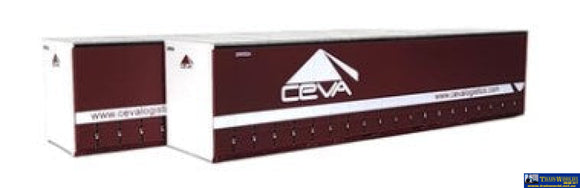 Otm-40Cs36 On Track Models 40’ Curtain Sider Container Ceva Maroon (Twin-Pack) Ho Scale