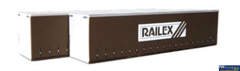 Otm-40Cs40 On Track Models 40’ Curtain Sider Container Railex (Twin-Pack) Ho Scale Containerandload