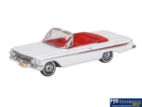 OXF-87CI61003 Oxford Diecast Chevrolet Impala 1961 White Roman Red HO-Scale Vehicle