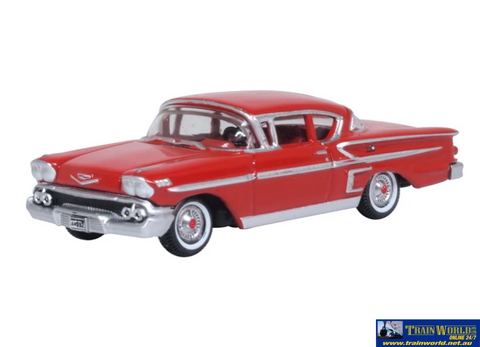 OXF 87CIS58003 Oxford Diecast 1958 Chevrolet Impala Sports Coupe Rio Red HO Scale (1:87) Vehicle