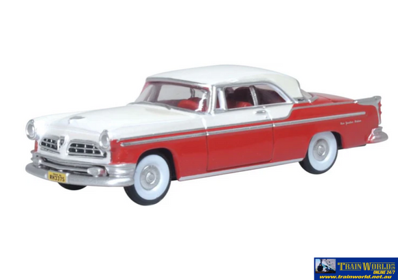 OXF 87CNY55001 Oxford Diecast 1955 Chrysler New Yorker Deluxe Coupe St. Regis Tango Red/Platinum HO Scale (1:87) Vehicle