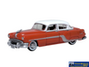 OXF-87PC54004 Oxford Diecast Coral Red/Winter White Pontiac Chieftain 4 Door 1954 HO-Scale Vehicle
