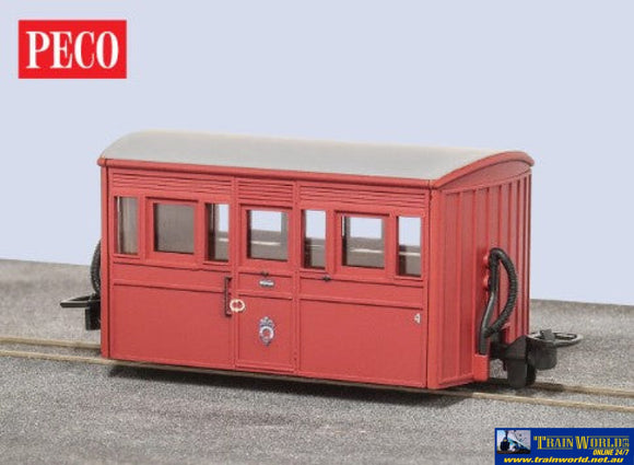 Pgr-558A Peco Narrow-Gauge Fr Bug-Box Coach 3Rd Class ’1970S/80S Red Livery’ #3 Oo9-Scale