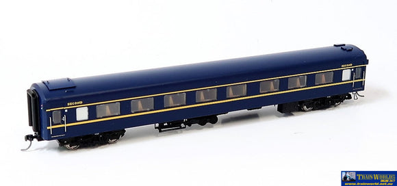 Plm-Pc501C Powerline Z-Type Carriage (Broad Gauge) #6Bz Second-Class Vr Blue/gold Art-Deco Ho Scale