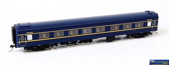 Plm-Pc501H Powerline Z-Type Carriage (Broad Gauge) #11Bz Second-Class Vr Blue/gold Art-Deco Ho Scale