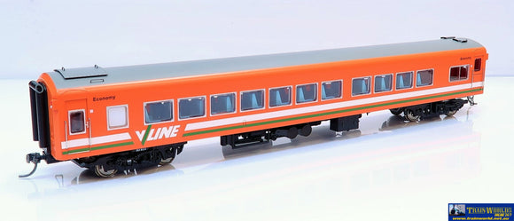 Plm-Pc518C Powerline Z-Type Carriage #263Bcz Economy-Class V/line Tangerine With Green-White-Stripes