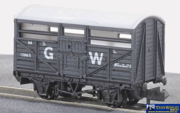 Pnr-45W Peco Gwr 8T Cattle-Wagon #13865 Dark-Grey (Era-3) N-Scale 1:148 Rolling Stock