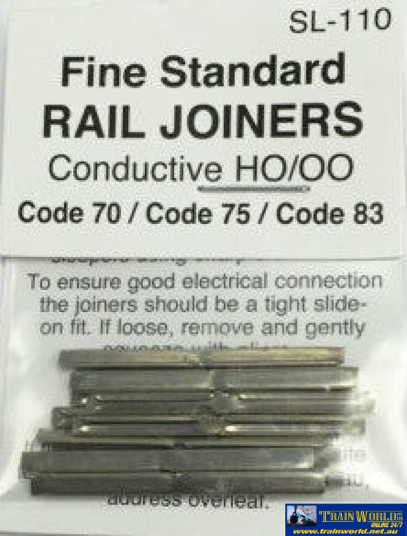 Psl-110 Peco Code-83/75/70 (Oo/ho; Ho; Hom & Hon3) Rail-Joiners (Metal) 24-Pack Track/accessories