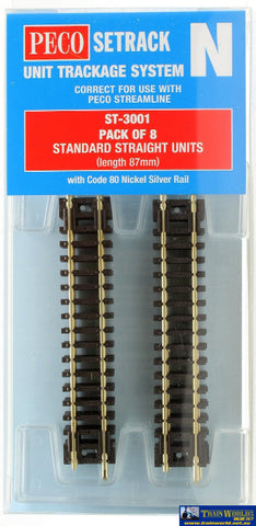 Pst-3001 Peco Setrack N Gauge Code-80 Track Pack Standard-Straights (Pst-1 X8) Track/accessories