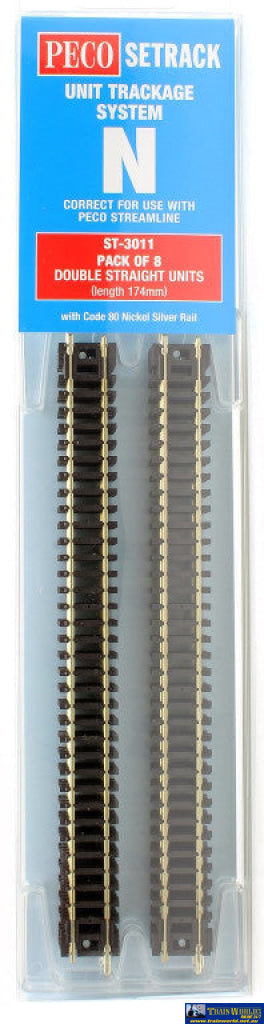 Pst-3011 Peco Setrack N Gauge Code-80 Track Pack Double-Straights (Pst-11 X8) Track/accessories