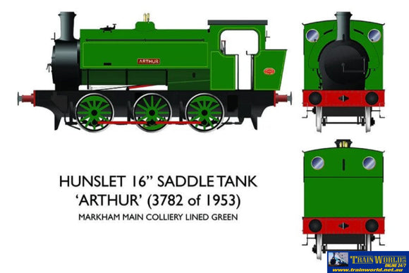 Rap-903502 Rapido Uk Hunslet 16 0-6-0St Arthur Markham Main Colliery Lined-Green Oo-Scale