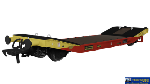 Rap-929010 Rapido Uk Satlink 25T Lowmac ’Zxw’ #Kde263282 Red/Yellow Era-9 Oo-Scale Rolling Stock