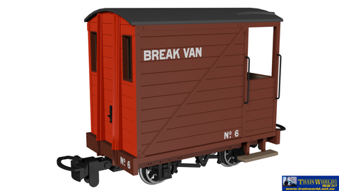 RAP-990802 Rapido UK Single Veranda Brake Van – Brown with Red Ends No.6 009-Scale - Rolling Stock
