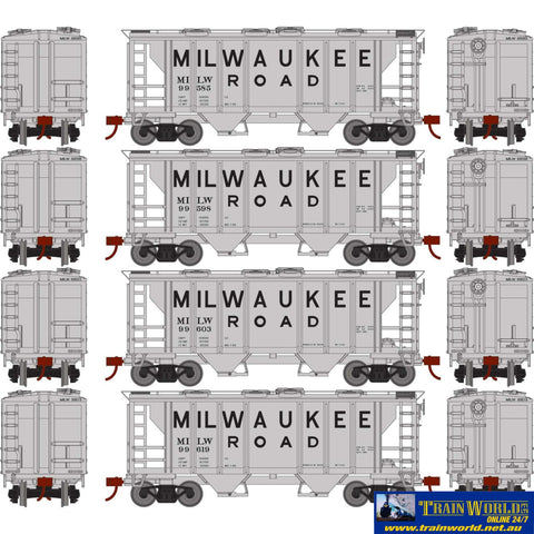 RND-2388 Athearn Roundhouse PS2003 Covered-Hopper (4-Pack) #99585 99598 99603 & 99619 Milwaukee Road (MILW) HO-Scale