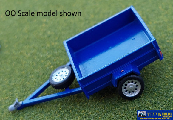 Sce-0009 - Sixcoupled Box Trailer Blue Ho Scale Part