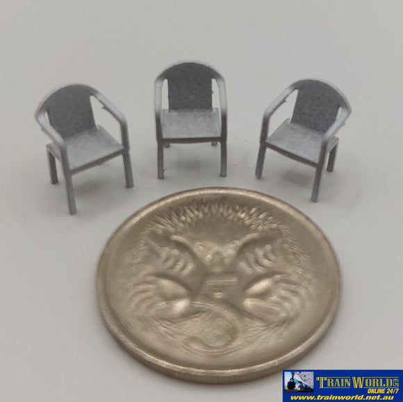 Sce-0109 - Sixcoupled Plastic Chairs White 6Pk Ho Scale Part