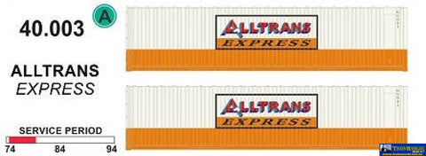 Sds-040003 Sds Models 40’ Jumbo-Container ’Alltrans Express’ Pack-A (Twin-Pack) Ho Scale