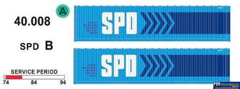 Sds-040008 Sds Models 40’ Jumbo-Container ’Spd’ Pack-B (Twin-Pack) Ho Scale Containerandload