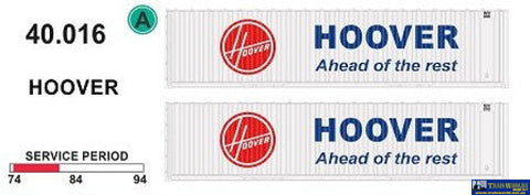 Sds-040016 Sds Models 40’ Jumbo-Container ’Hoover’ (Twin-Pack) Ho Scale Containerandload