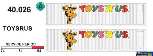 Sds-040026 Sds Models 40’ Jumbo-Container ’Toys R Us’ (Twin-Pack) Ho Scale Containerandload