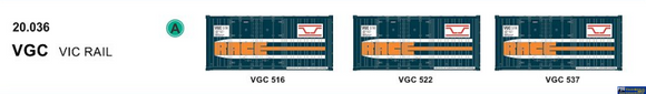SDS 20036 SDS Models 20’ VGC Container ’Vic Rail’ (Triple Pack) HO Scale ContainerAndLoad