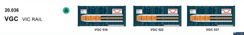 SDS 20036 SDS Models 20’ VGC Container ’Vic Rail’ (Triple Pack) HO Scale ContainerAndLoad