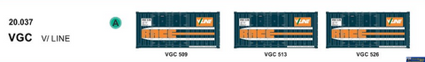 SDS 20037 SDS Models 20’ VGC Container ’V/Line’ (Triple Pack) HO Scale ContainerAndLoad