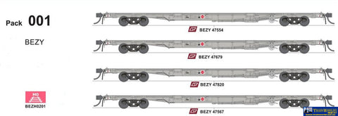 SDS-BZEY201 SDS Models Container Wagons QRN (4) HO scale Rolling Stock