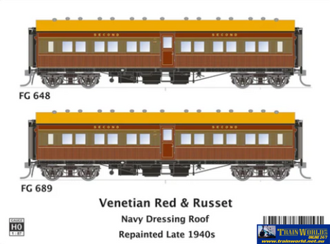 SDS-FG001 SDS Models FG 648 & FG 689 Venetian Red & Russet Navy Dressing Roof repainted late 1940s HO Scale Rolling
