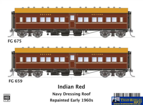 SDS-FG004 SDS Models FG 675 & FG 659 Indian Red Navy Dressing Roof repainted 1960s HO Scale Rolling Stock